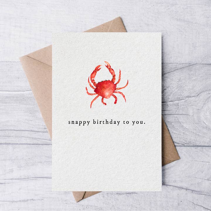 snappy birthday to you crab birthday card for wholesale by la nouille studio