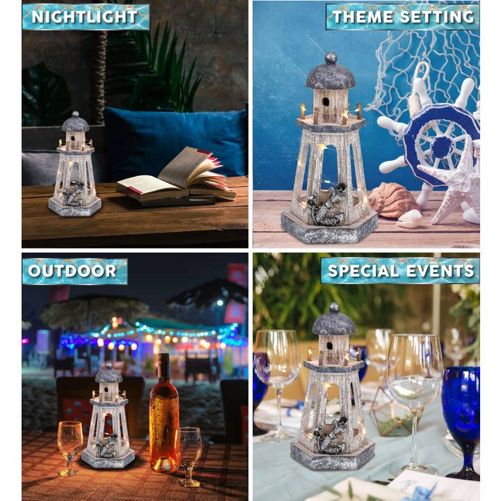 Cota Global - Wholesale Decorative figurine - Nautical - Silver Sea Lantern With Led Light2