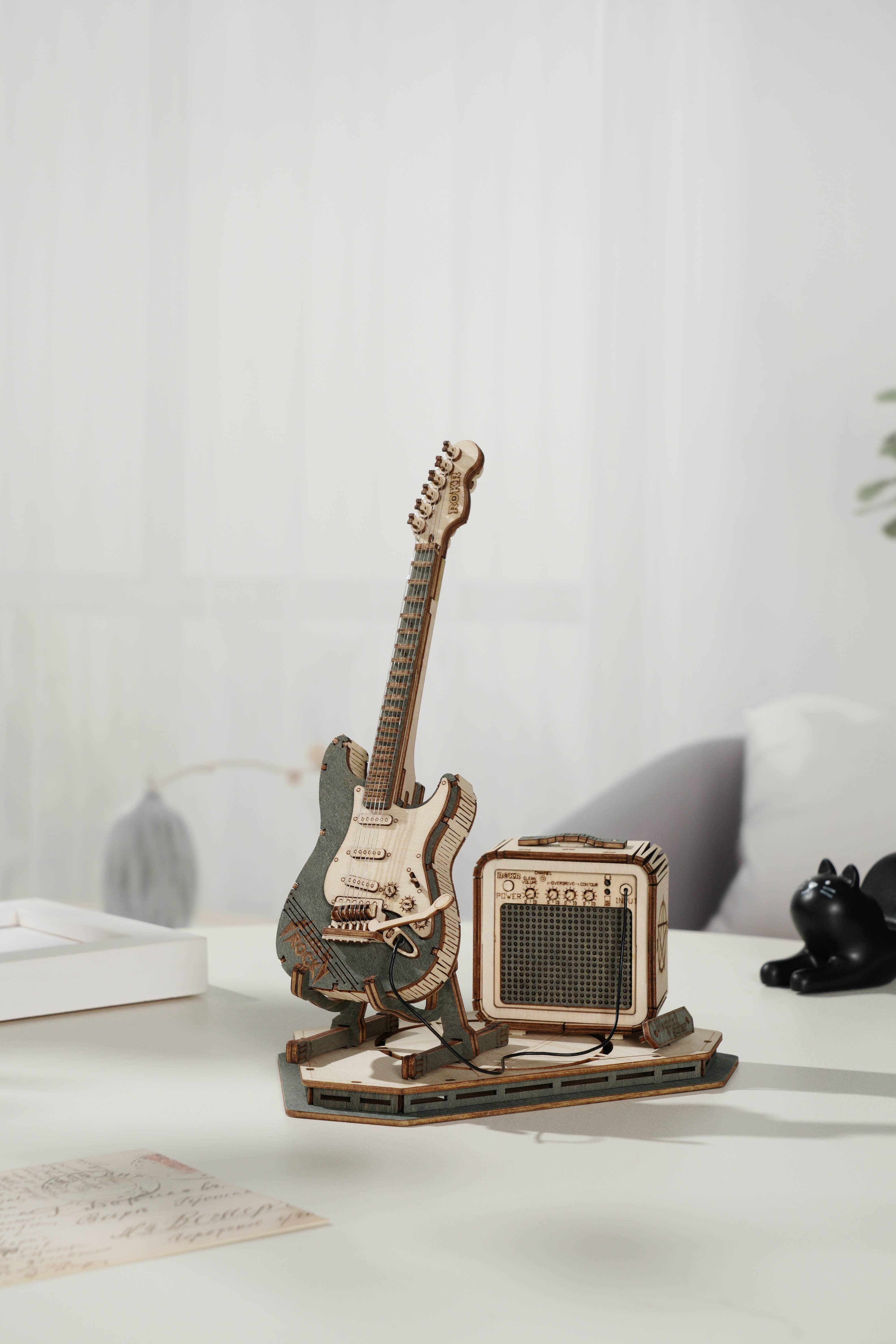 Hands Craft - Wholesale Puzzle - Kids - 3D Laser Cut Wooden Puzzle: Electric Guitar2