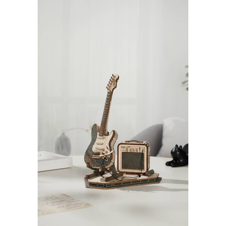 Hands Craft - Wholesale Puzzle - Kids - 3D Laser Cut Wooden Puzzle: Electric Guitar2