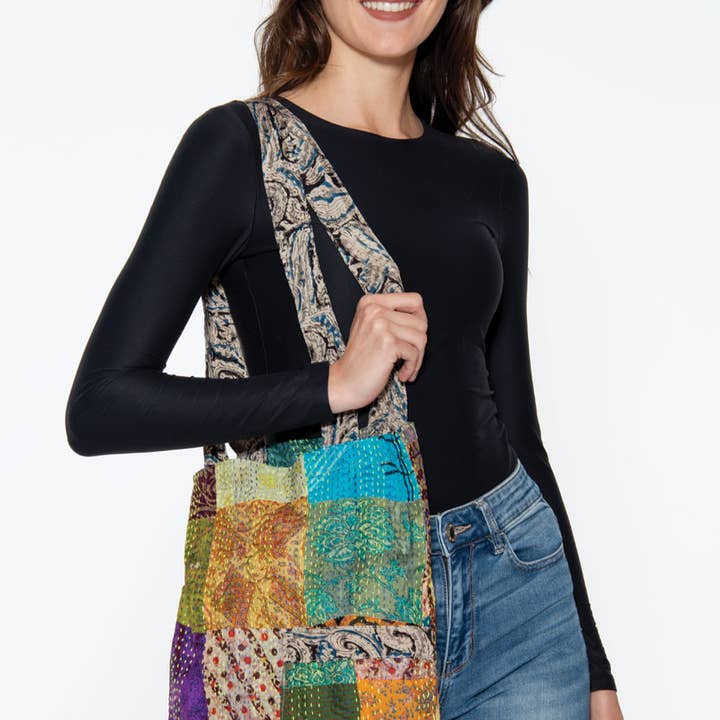 Sevya Handmade - Wholesale Tote Bag - Women's - Silk Kantha Tote Bag