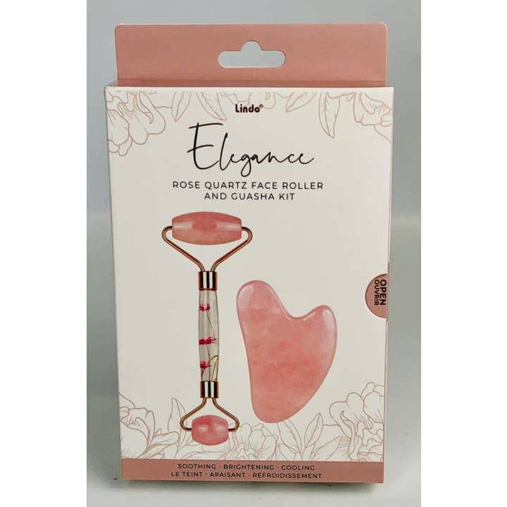 Lindo - Wholesale Gua Sha Tool - Lindo Rose Quartz Guasha & Roller Gift Set