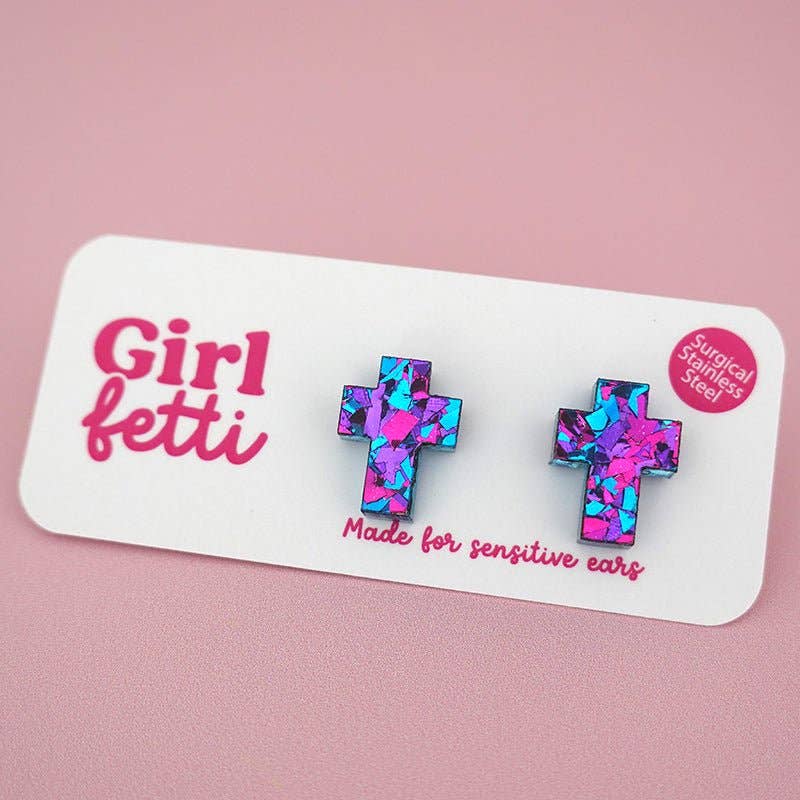 Girlfetti - Wholesale Stud/Post Earrings - Christian Easter Cross Acrylic Stud Earrings0