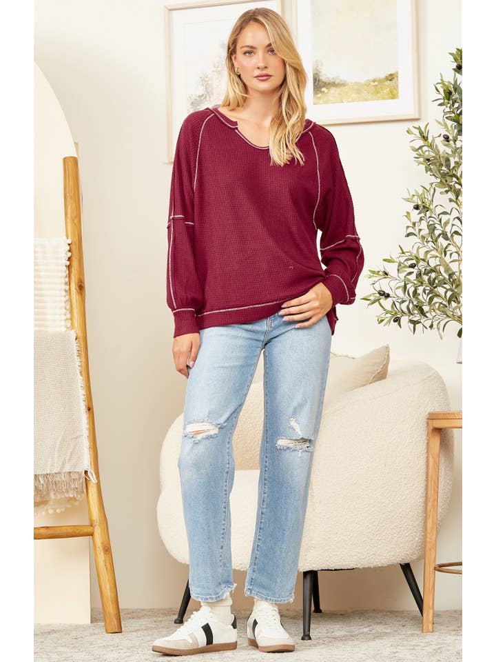 Andrée by Unit - Wholesale Shirt - Women's - Reverse Stitching Brushed Thermal Tunic Top MHS47
