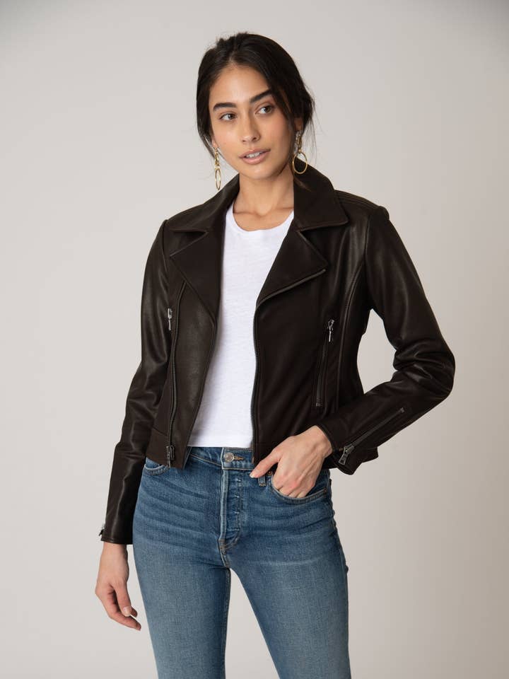 Veste en cuir Laurel Canyon - Marron pour la vente par Katro