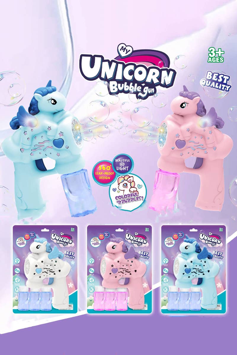 Cap Zone - Wholesale Bubble Wand - Kids - Unicorn Pony LED Light-Up Noise Making Bubble Gun1
