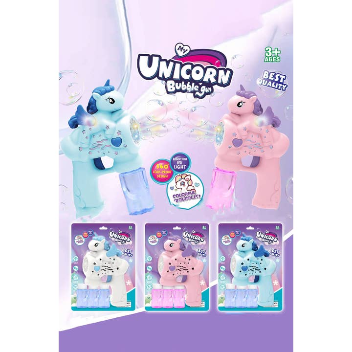 Cap Zone - Wholesale Bubble Wand - Kids - Unicorn Pony LED Light-Up Noise Making Bubble Gun1