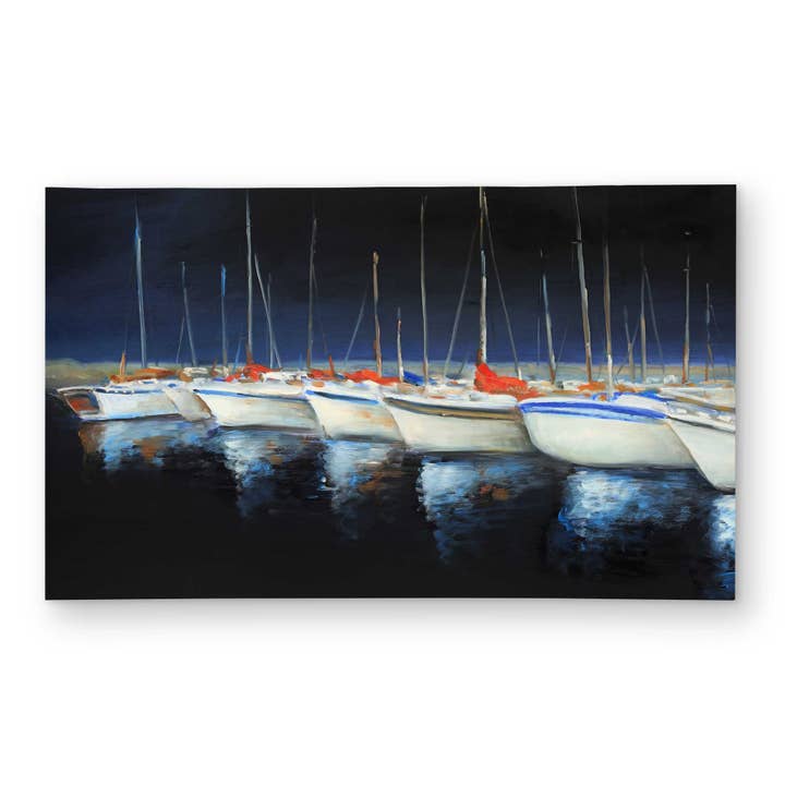 Boat White Outdoor Area Rug - Fishing Boats at the Marina for wholesale by BEGIN HOME DECOR
