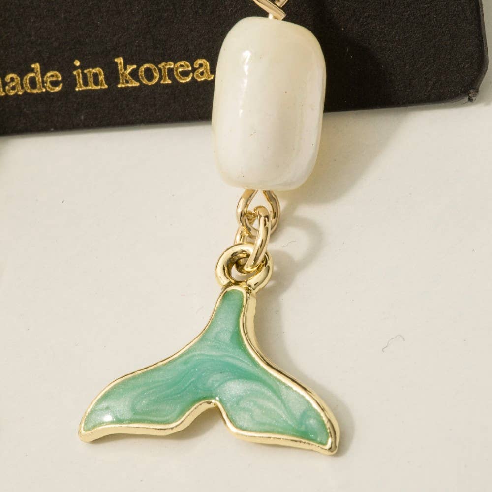 Fame Accessories - Wholesale Dangle Earrings - Gemstone Enamel Fish Tail Drop Earrings2