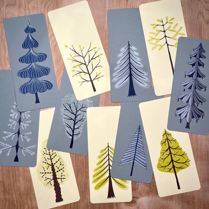 Lot de 24 cartes de vœux plates Arbres pour les fêtes ou toute occasion pour la vente par Pioneer House (formerly Yee-Haw)