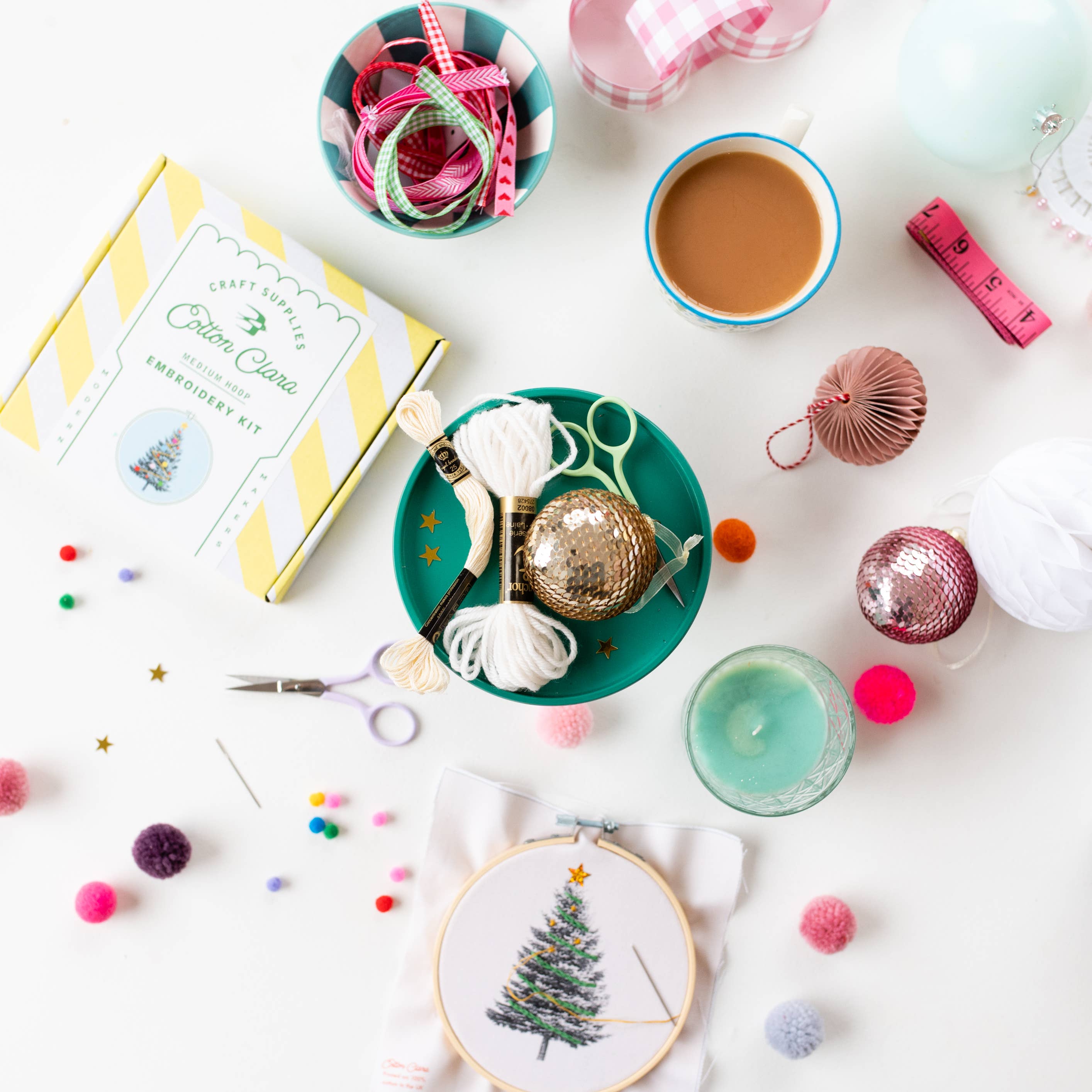 Cotton Clara Craft Kits & Supplies - Venta al por mayor Kit de manualidades - Kit de aros para bordar árboles de Navidad11