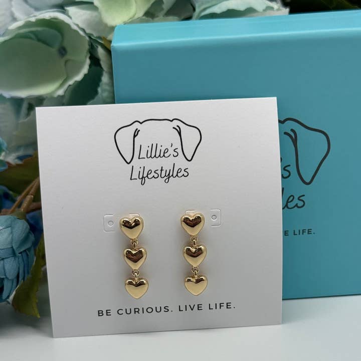 Heart drop earrings for wholesale by Lillie's Lifestyles