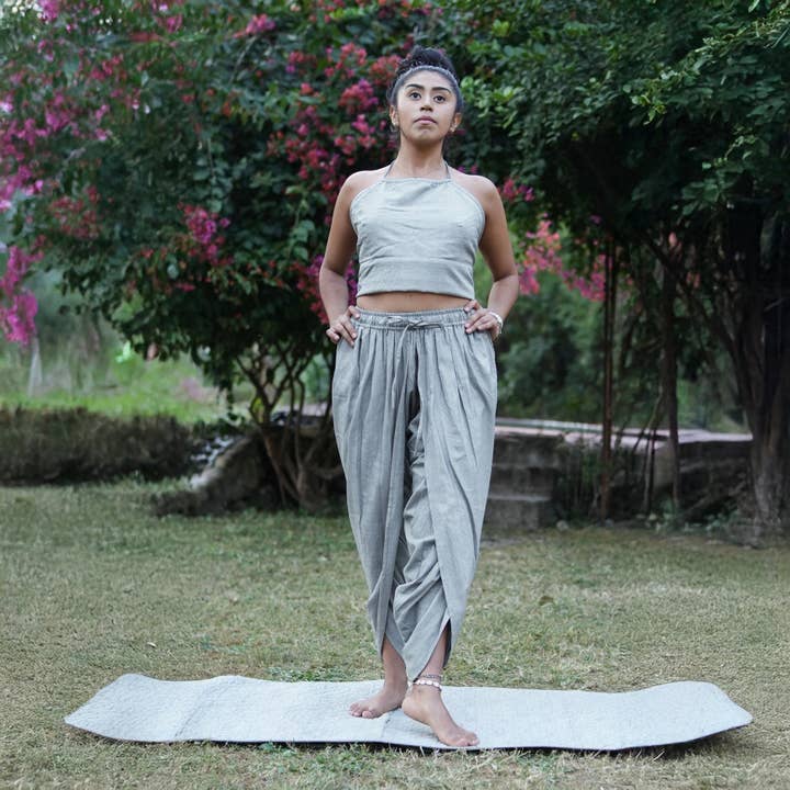 Kvinder Bomulds Yoga Bukser og Yoga Top Sæt Grå - Akasha for engroshandel hos AKISO