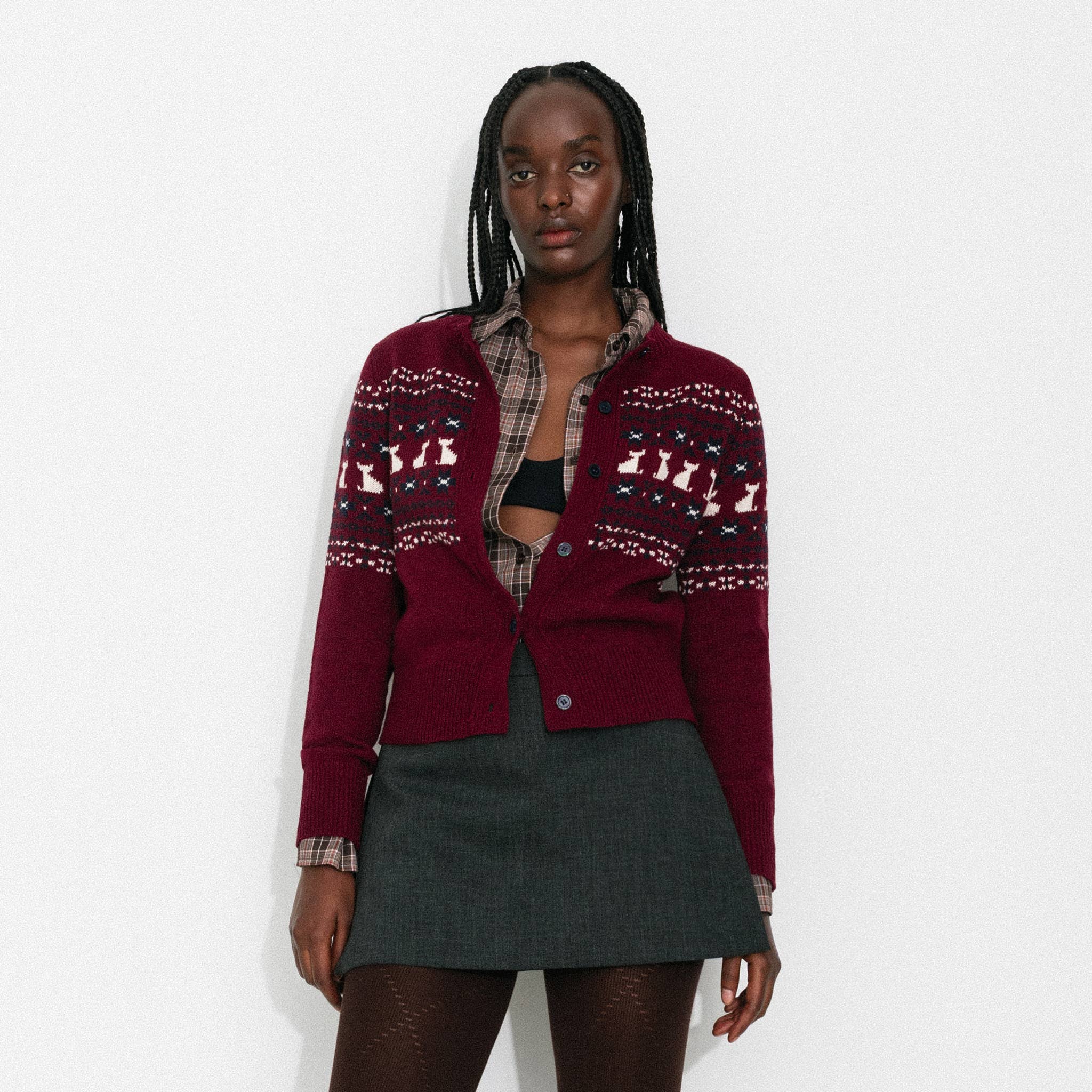 CUBIC - Wholesale Cardigan - Women's - CUBIC Cat Print Fair Isle Wool-Blend Cardigan15