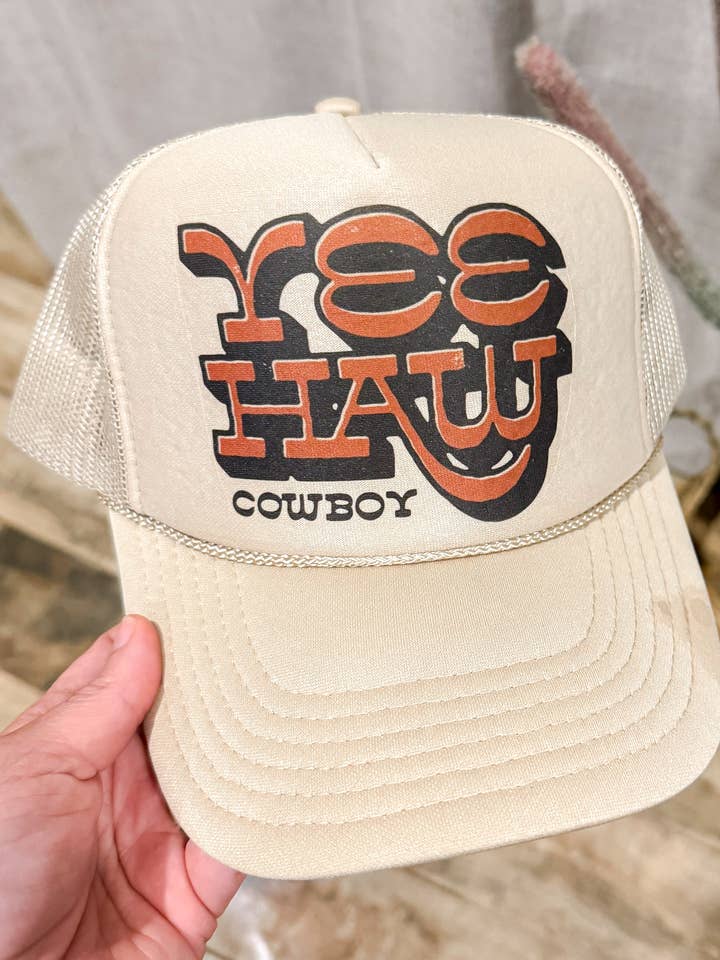 Yee Haw Cowboy Trucker Hat for wholesale by The Prickly Five