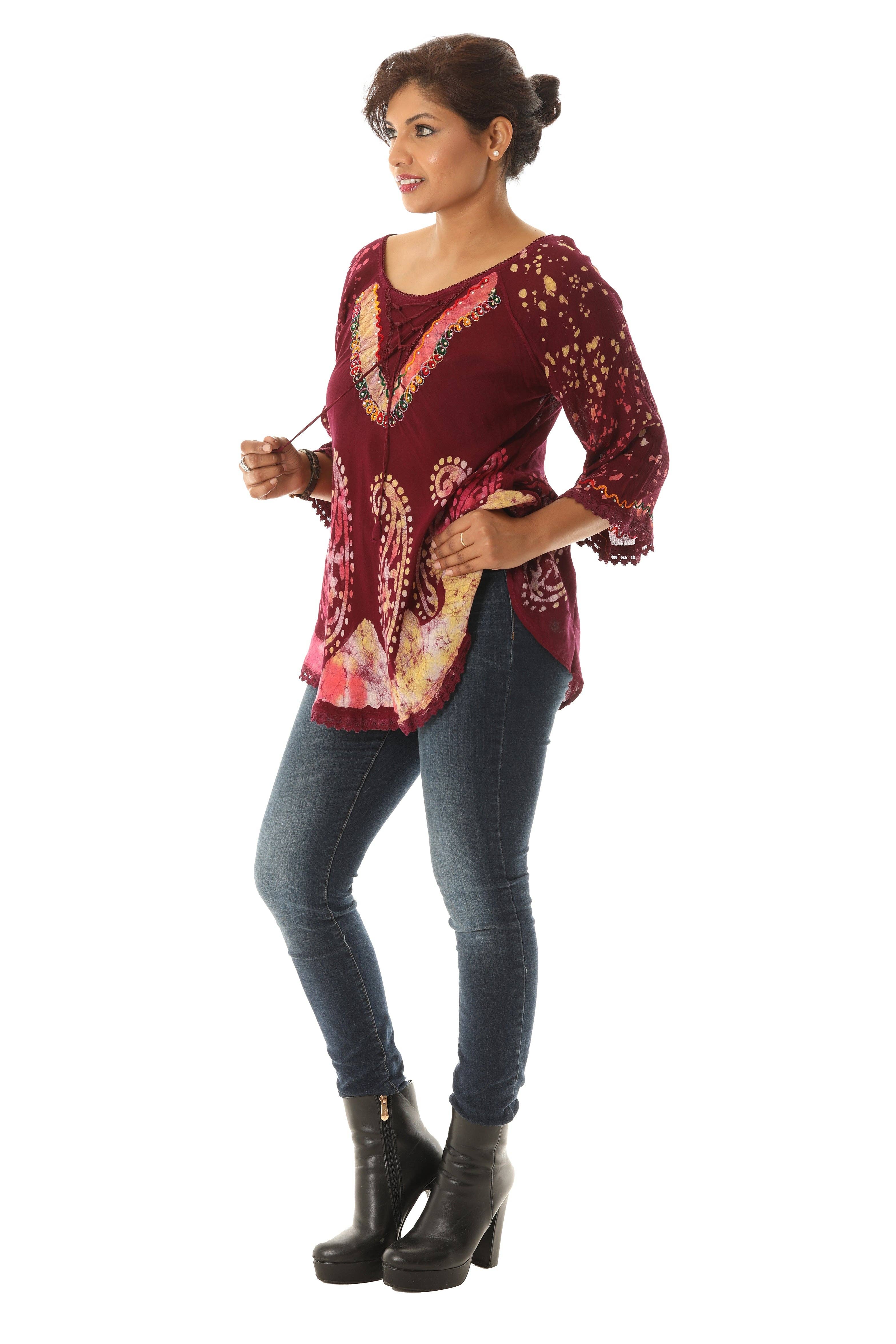 Shoreline Wear. INC – wholesale Tunic – Women’s – Bold Paisley Pattern Rainbow Tie Dye Rayon Tunic5