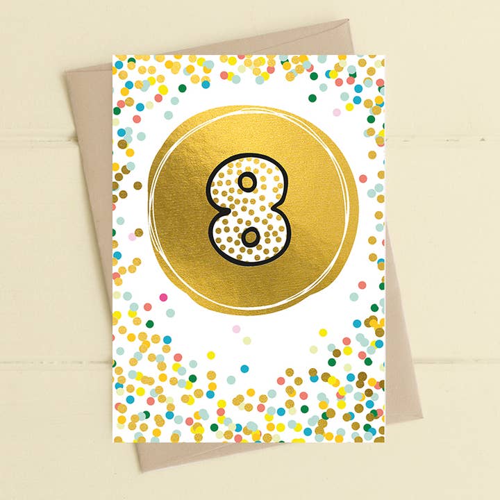 Carte de vœux Confetti 8 ans pour la vente par Dandelion Stationery