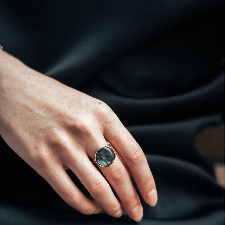 Factor Stories - Wholesale Cocktail/Statement Ring - Abalone Shell Ring5