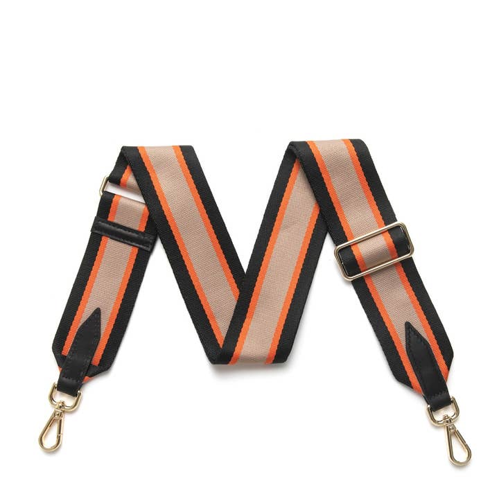MONTTE DI JINNE - Vente Sangle pour sac – femme - Sangle de sac avec texture en toile et extrémités en cuir - Rayure sportive5