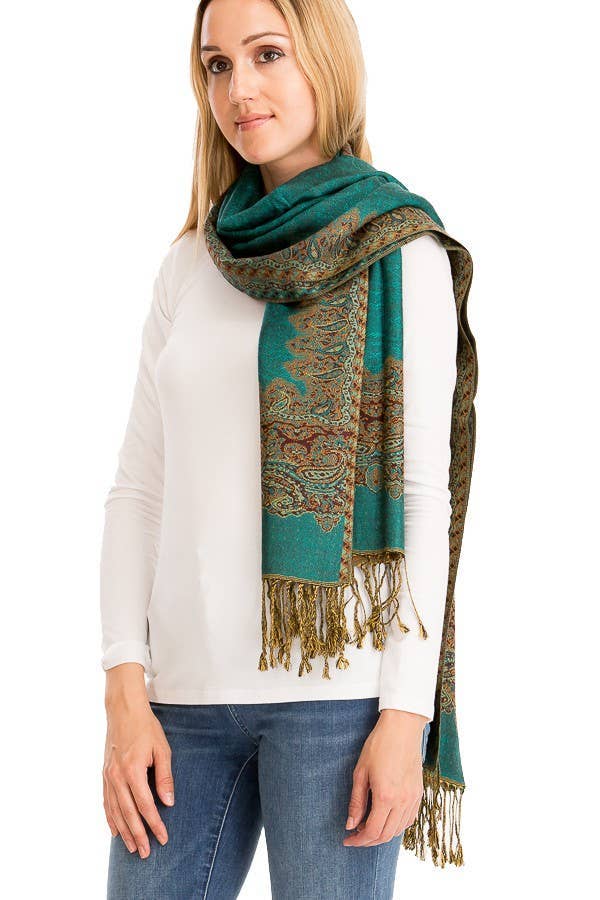 Cap Zone - Wholesale Scarf - Women's - Luxury Delicate Paisley Versatile Wrap Faux Pashmina16