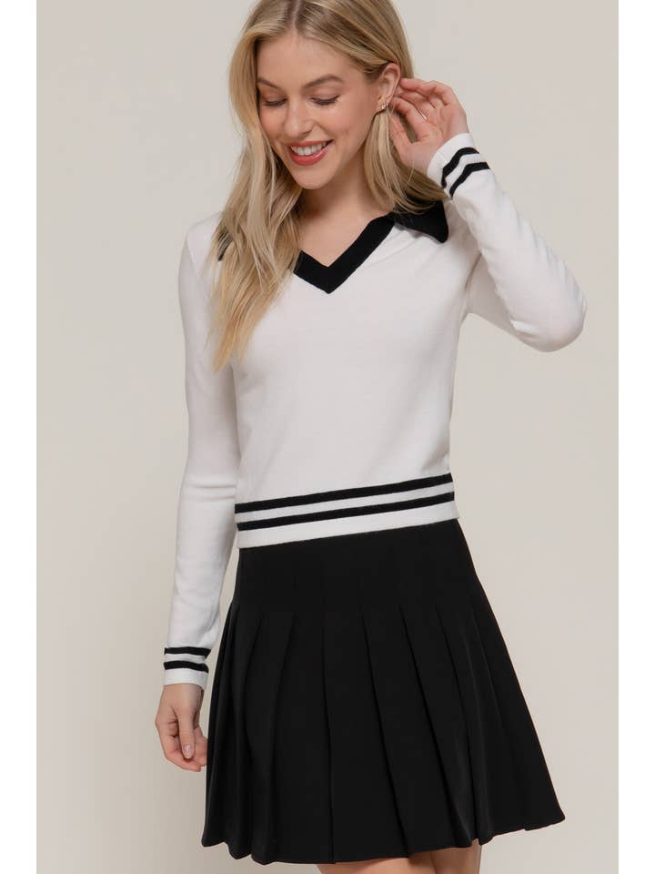 Active Basic | Active USA - Wholesale Knit Sweater - Women's - Long Sleeve Stripe Polo Sweater13