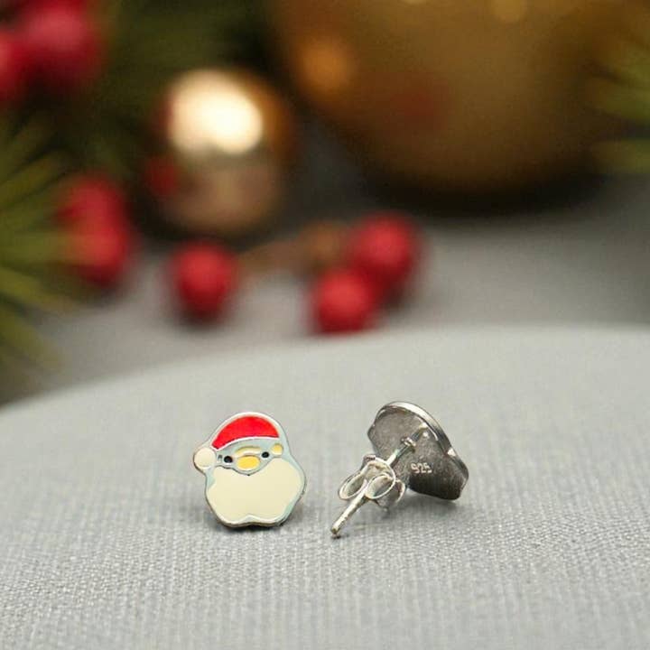 Santa Earrings – Post Earrings with Holiday Charm for wholesale by The Green Gecko