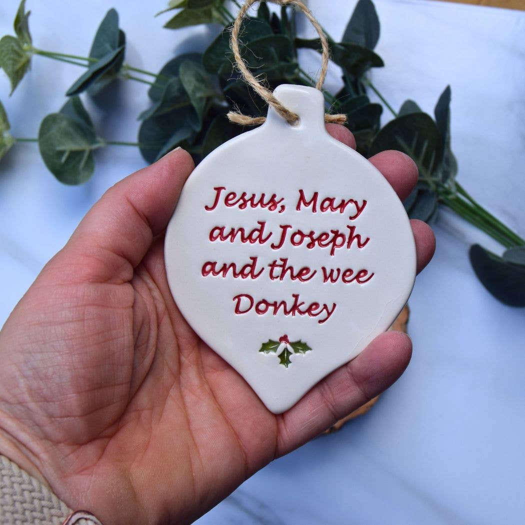 Broadlands Pottery - Wholesale Christmas Decoration - Christmas - Jesus, Mary & Joseph - Handmade ceramic bauble  1