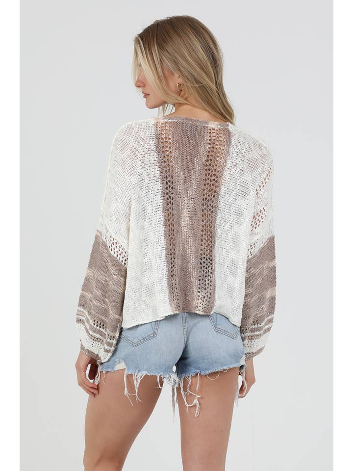 ANGIE - Vendita all'ingrosso Maglione tricot - Donna - Maglione leggero crop con scollo a V dallo stile beachy31