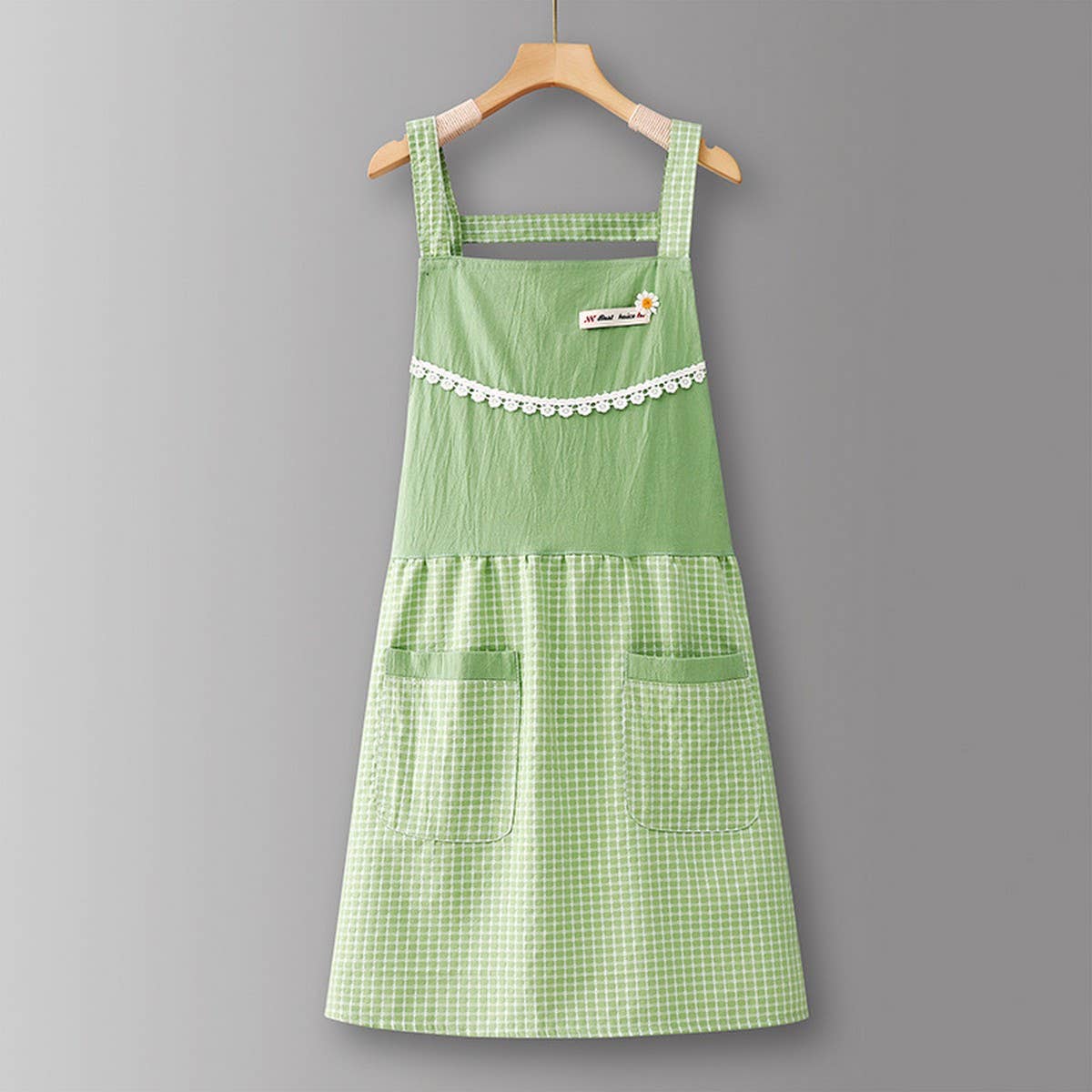 ACCITY - Wholesale Apron - Cotton Striped Grid Kitchen Apron with Pocket_CWMM1009521