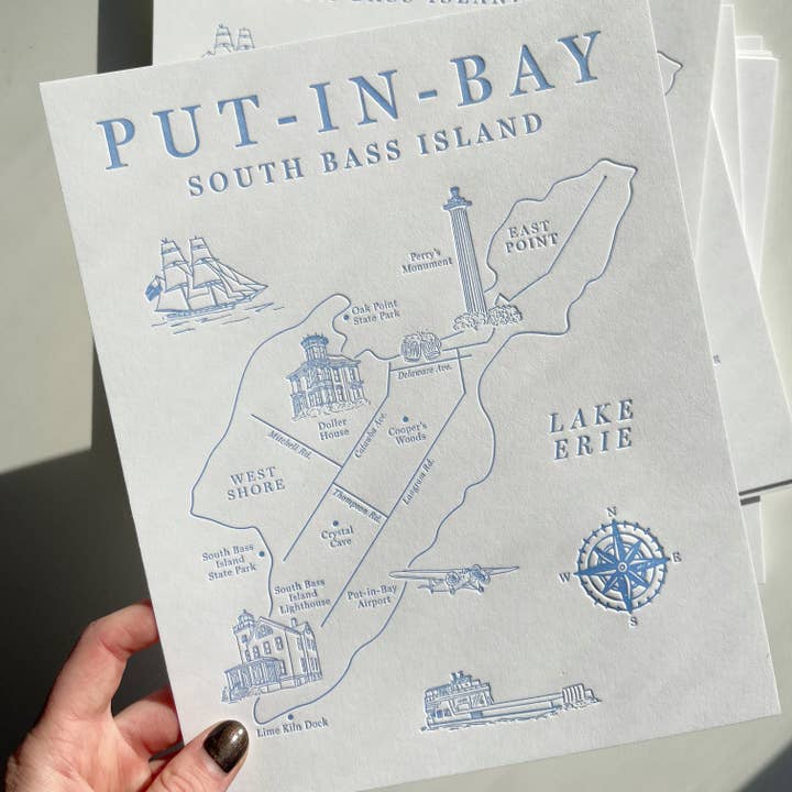 Made By Victoria Laine - Wholesale Art Print - Put-in-Bay Letterpress Map Print4