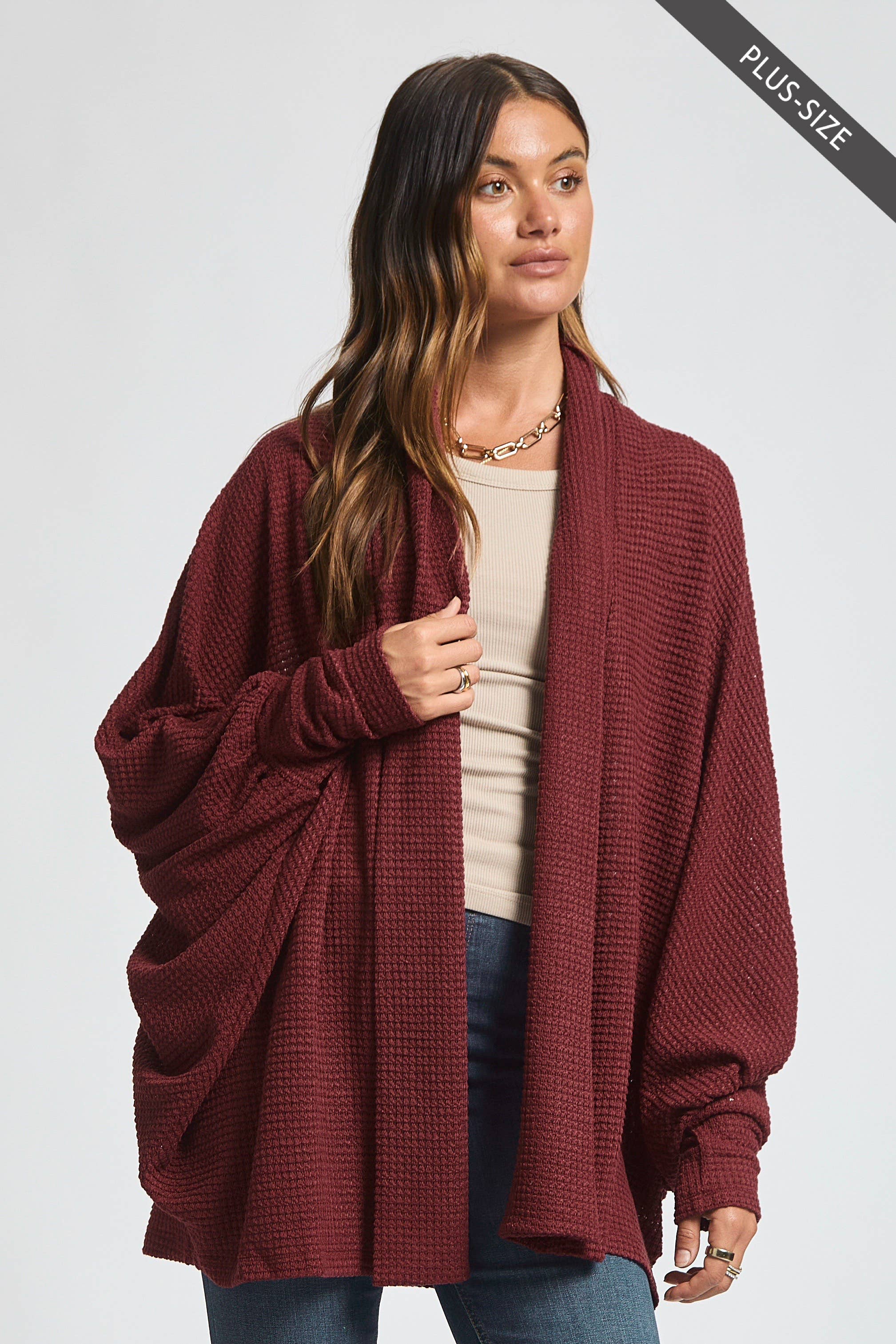 Dear Scarlett - Wholesale Cardigan - Women's - PLUS SIZE Crochet Knit Cardigan Batwing Sleeve13