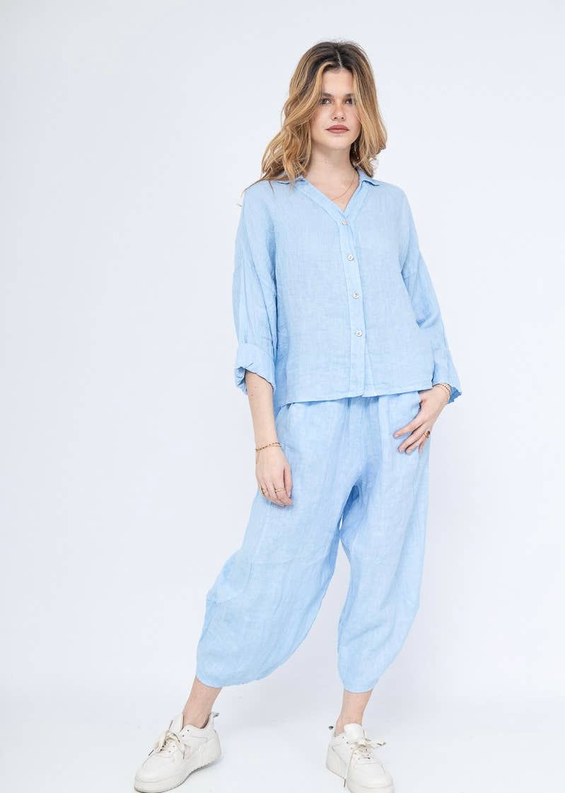 LINEN & COTTON HOUSE - Vente Chemise à col boutonné – femme - CHEMISE EN LIN. 48902 NINA2