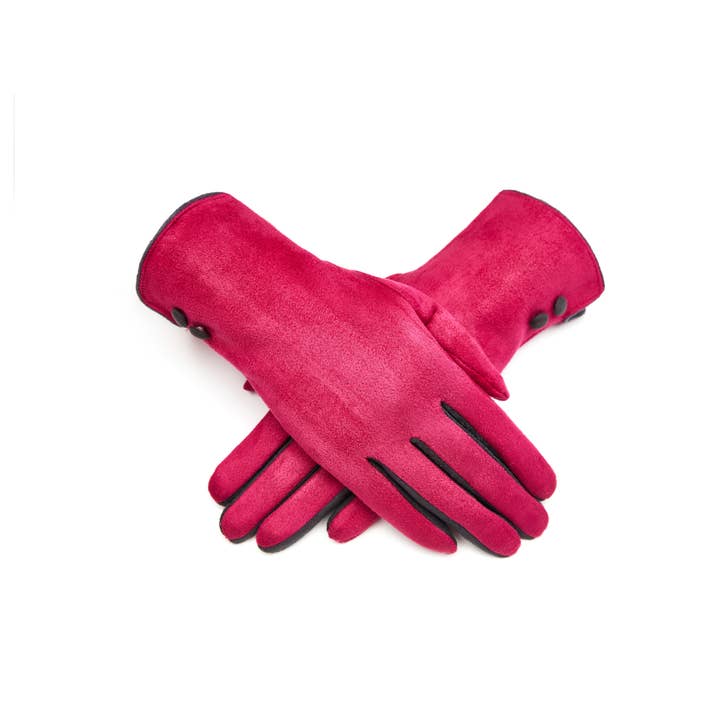 Aavion – wholesale Gloves – Women's – Women's Faux Suede Touchscreen Gloves–Stylish Trim & Button