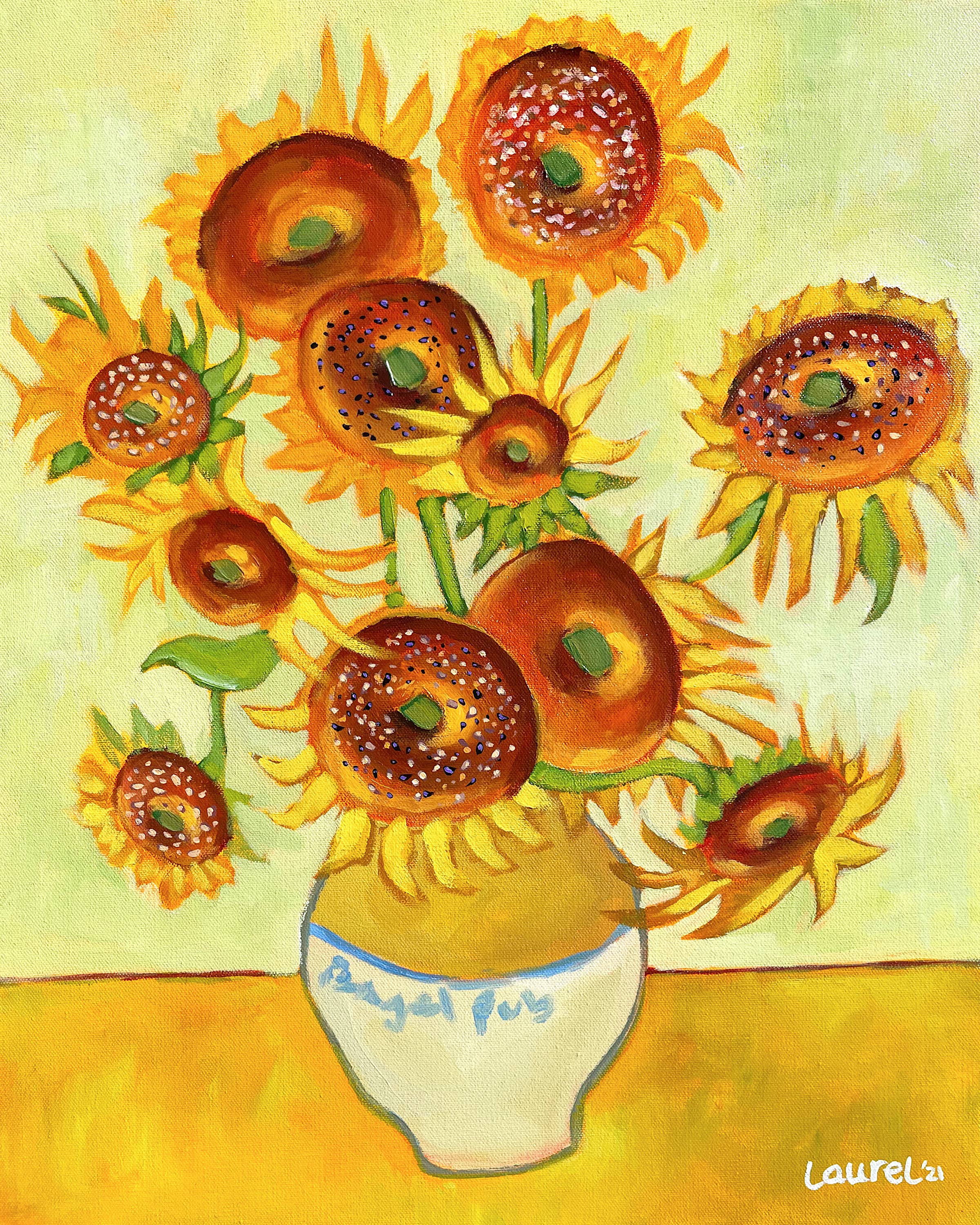 Laurel Greenfield Art – Großhandel Kunstdruck – Bagel Sonnenblumen Küchenkunst Druck1