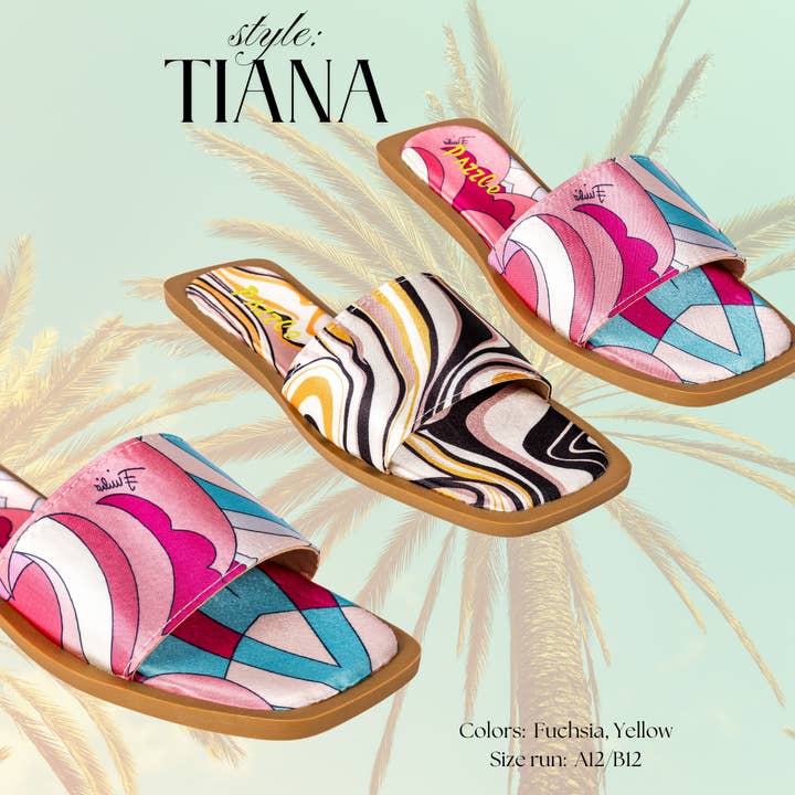 Tiana Women's Satin Printed Flat Summer Sandal and other Purchase Wholesale sandals list. Free Returns & Net 60 Terms on Faire trending on Faire.