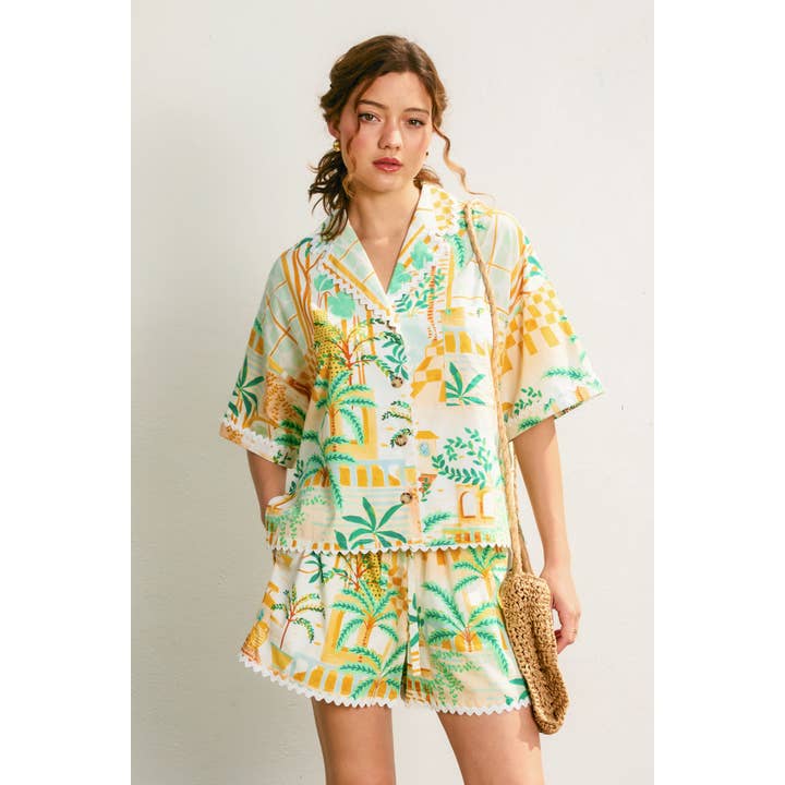 Dans in het Zand Ontspannen Shirt en Korte Broek Set voor wholesale door Dress Forum