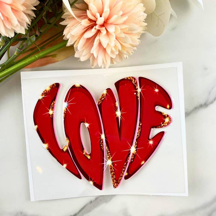 Amor Corazón2 | Calcomanía DTF UV de 4" para venta al por mayor de HKS Custom Designs