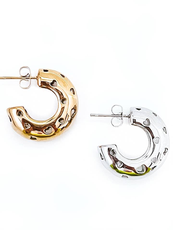 Cheryl Heart Hoop Earrings || Choose Color for wholesale by BELJOY