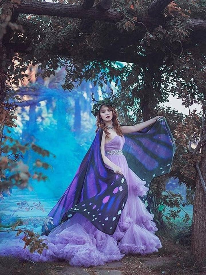 Long Purple Pink Butterfly Fairy wings fantasy costume for wholesale by Costurero Real