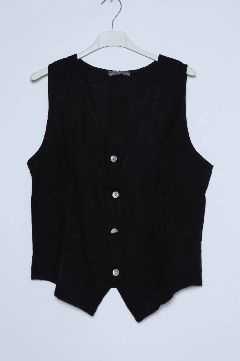 LÉA & LUC - Wholesale Button Down Shirt - Women's - Sleeveless shirt in 100% Linen REF. 514675