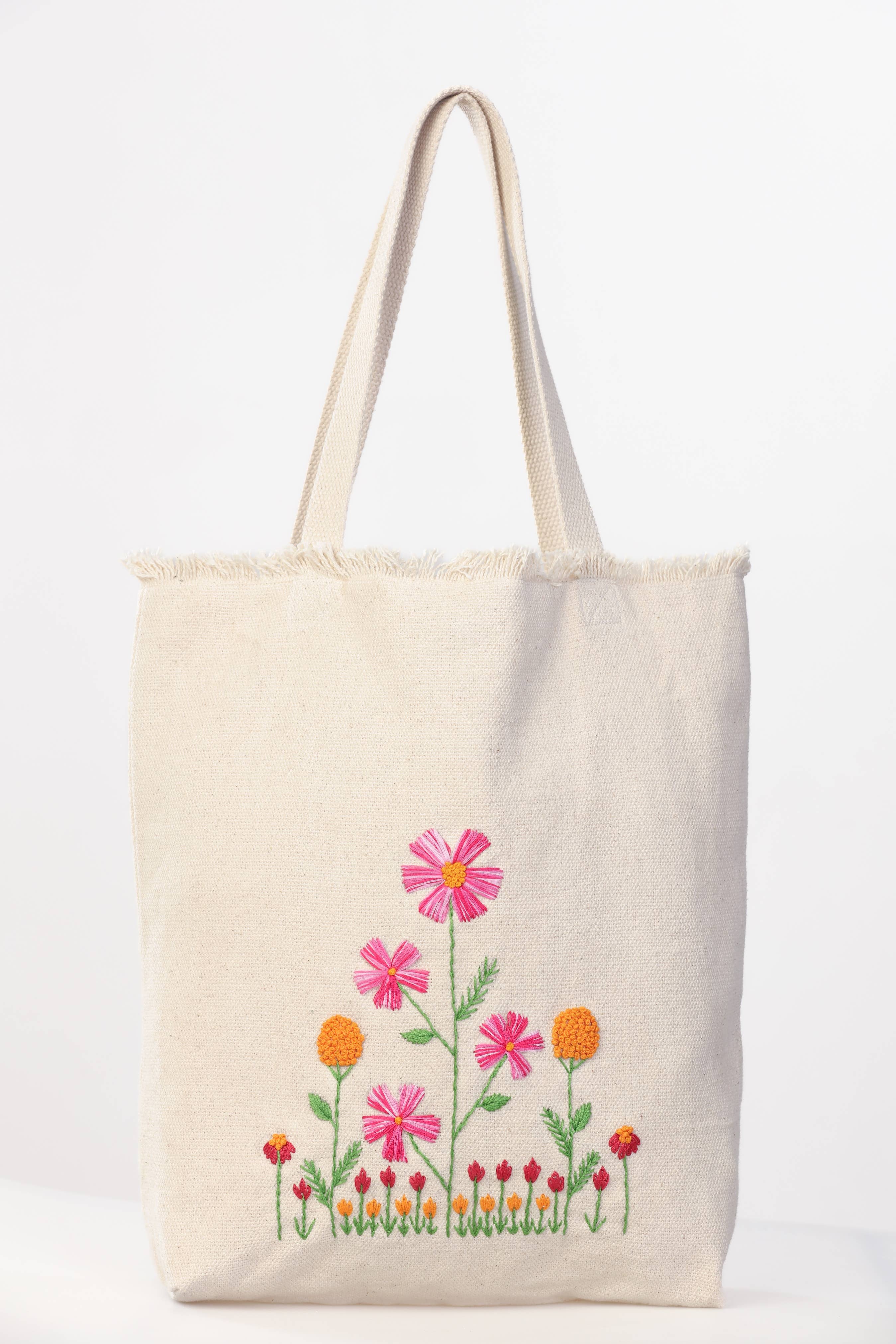 Aasha Collective - Wholesale Tote Bag - Women's - Handmade Everyday Tote (Off-White Wildflowers) Survivor-Made0