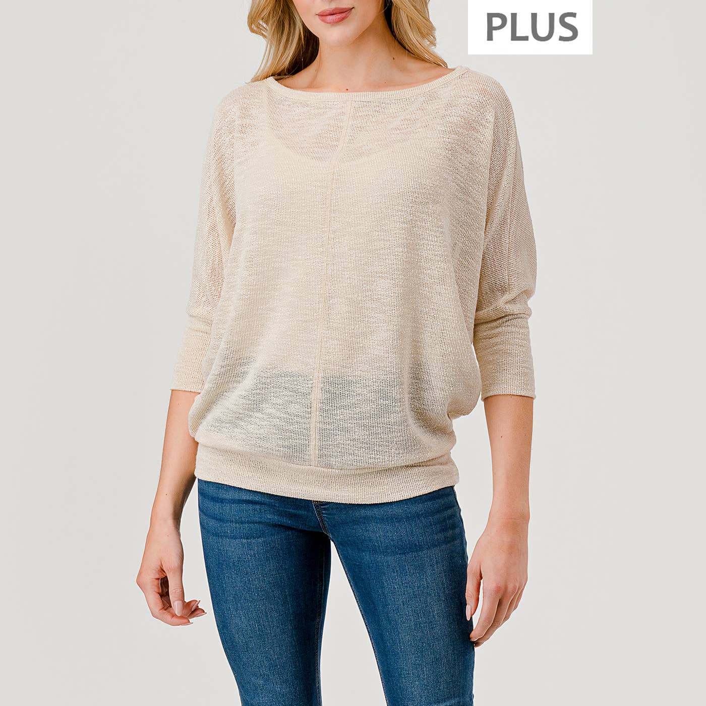 Heimious - Vente Haut en maille – femme - Haut à manches 3/4 à texture flammée à manches Dolman, grande taille, T813-PL3