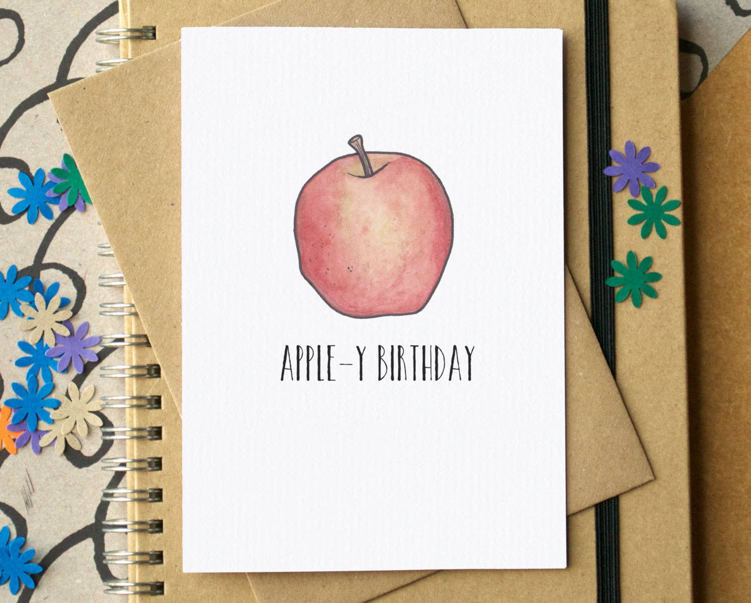 Becka Griffin Illustration - Wholesale Birthday Card - "Apple-y Birthday" Funny Card0