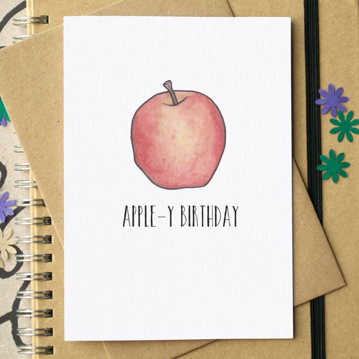 Becka Griffin Illustration - Wholesale Birthday Card - "Apple-y Birthday" Funny Card