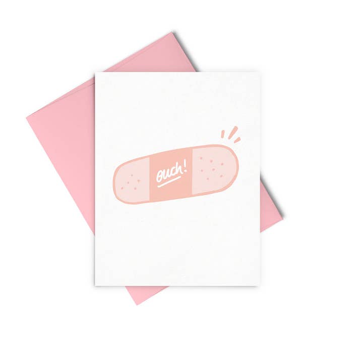 SALE $2 Letterpress Ouch Bandaid Card for wholesale by Talking Out of Turn