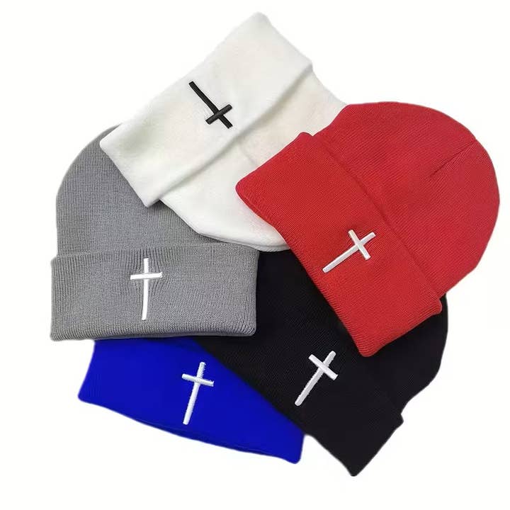Berretto a Maglia con Croce Cristiana | Cappello Invernale Unisex per la vendita all'ingrosso da parte di Syrrios Gifts LLC