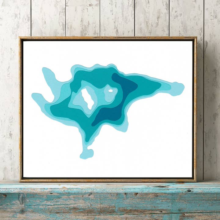 Sucker Lake Paper Bathymetric Map for wholesale by Cardtography