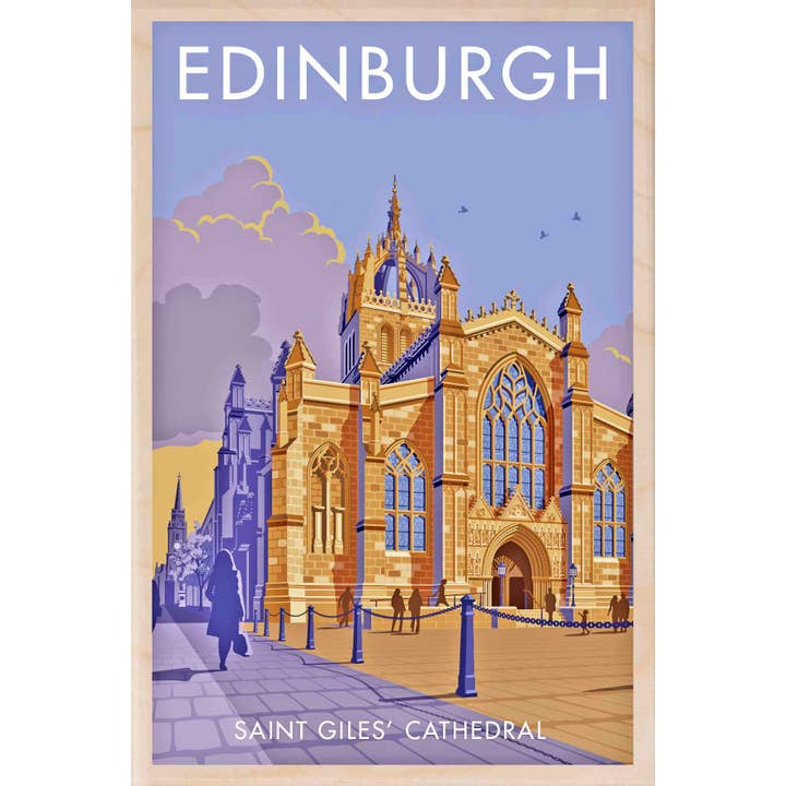 THE WOODEN POSTCARD COMPANY – Großhandel Postkarten – SCHOTTLAND EDINBURGH ST. GILES Holzpostkarte, Holzmagnet