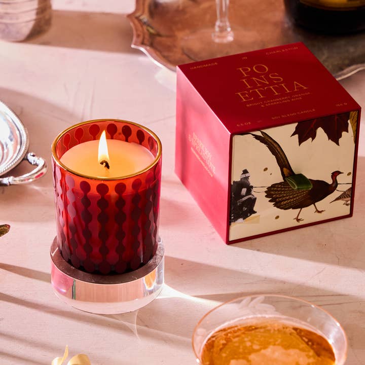 Rewined - Wholesale Jar/Filled Candle - Rewined Poinsettia Holiday Candle 5.5 oz