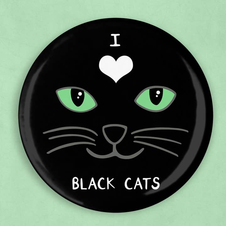 I love black cats magnet (2.25 inch diameter) for wholesale by Caroline W Illustration